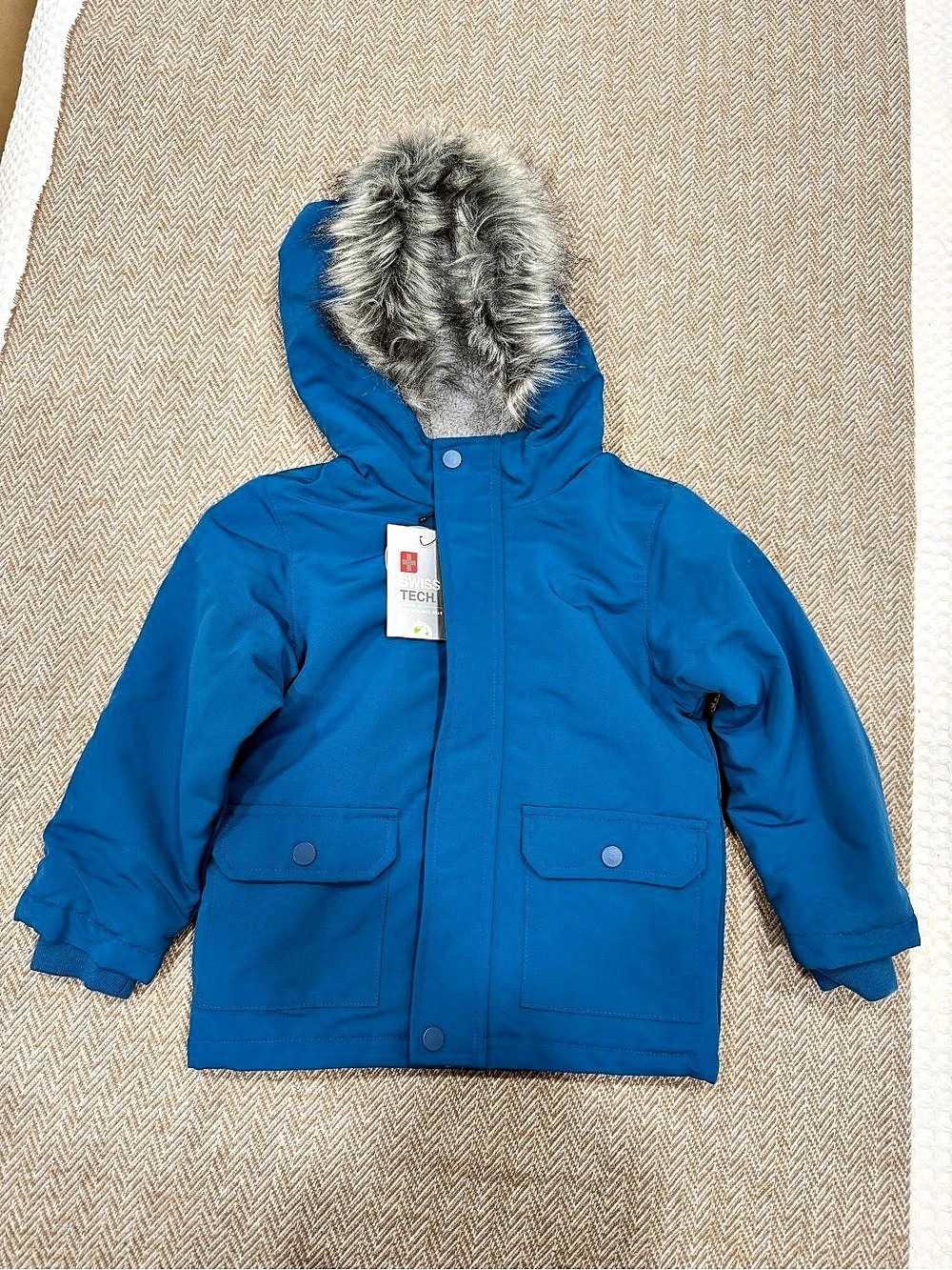 Swiss Tech Kids Blue Hooded Puffer Jacket NWT